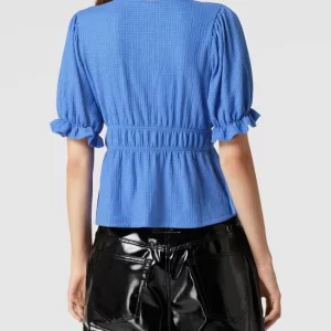 Gina Tricot Kurzarmbluse Mit Schnürung Modell ‘Daisy’ – Ozean Blau 15