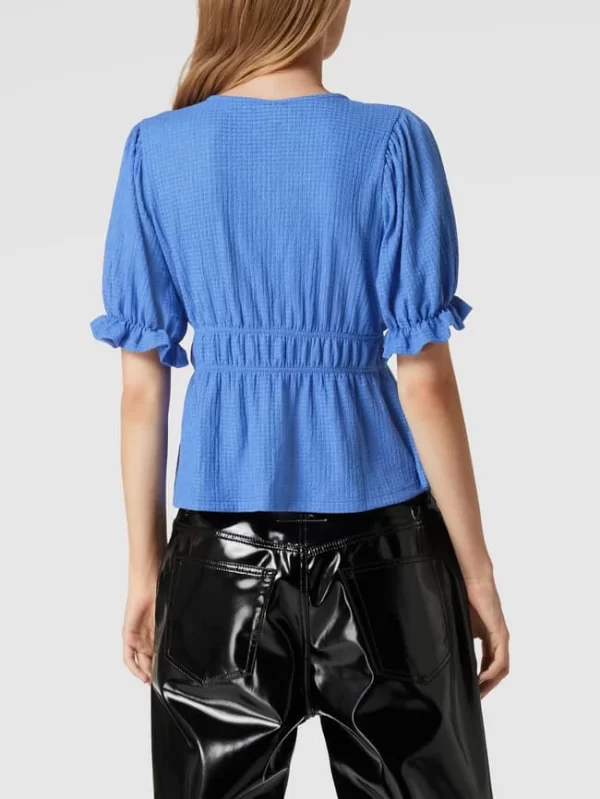 Gina Tricot Kurzarmbluse Mit Schnürung Modell ‘Daisy’ – Ozean Blau 6