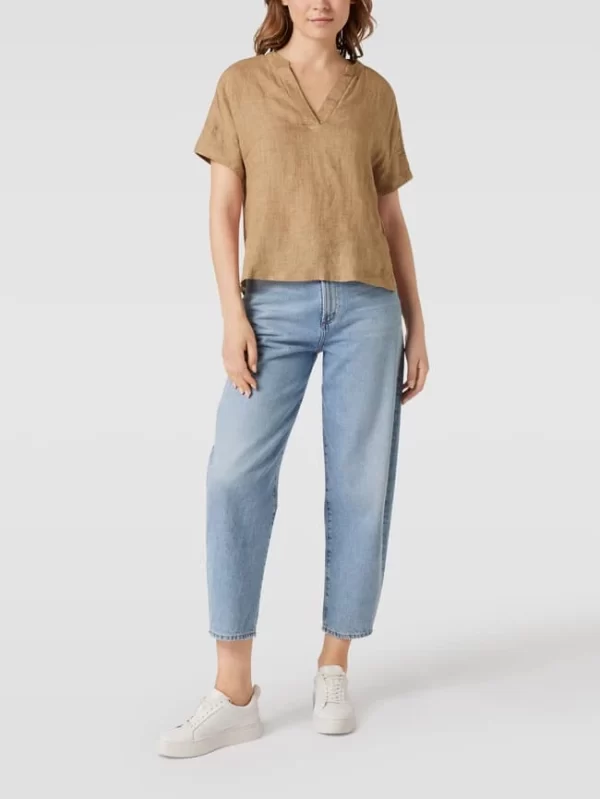 S.Oliver RED LABEL Blusenshirt Mit Seitenschlitzen – Hellbraun 1