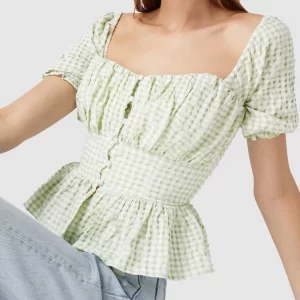 Guess Bluse Mit Karo-Muster – Lindgrün 11