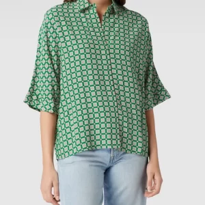 Jake*s Collection Kurzärmelige Bluse Aus Viskose Mit Allover-Muster – Gras Grün 13