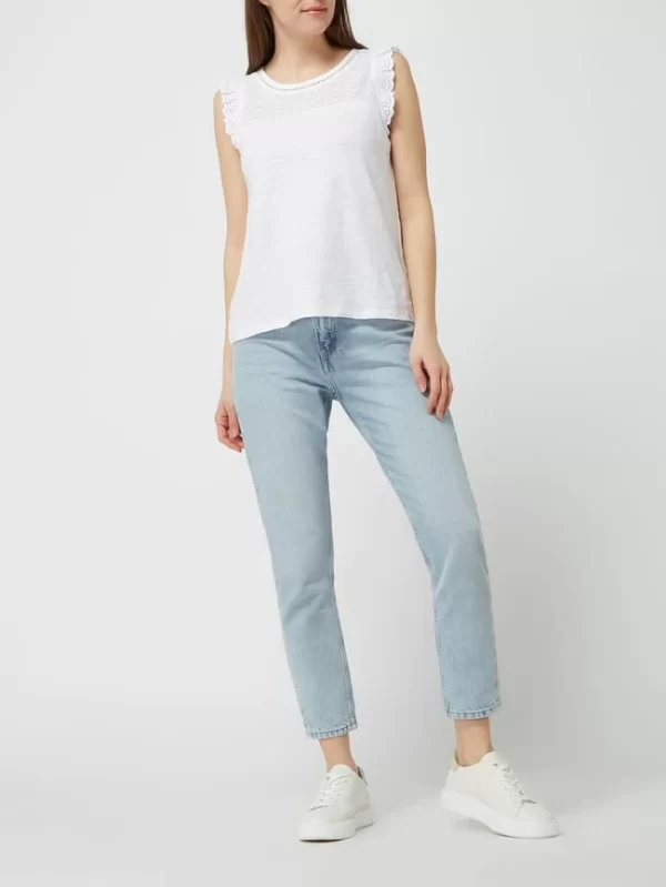 Jake*s Casual Blusentop Mit Lochstickereien – Weiß 1