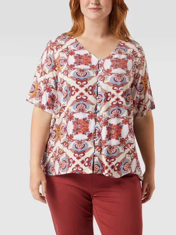 ONLY CARMAKOMA PLUS SIZE Bluse Mit Grafischem Muster – Mittelbraun 5
