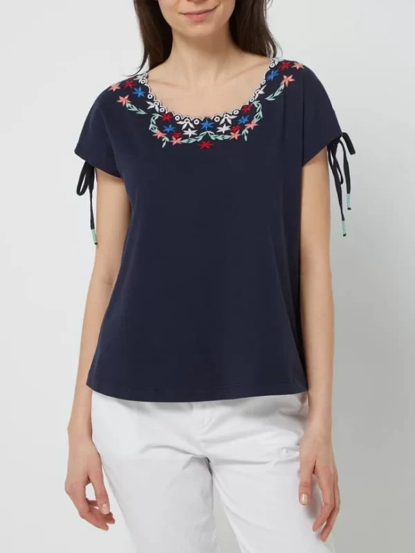 Montego Shirt Mit Floralen Stickereien – Dunkelblau 5