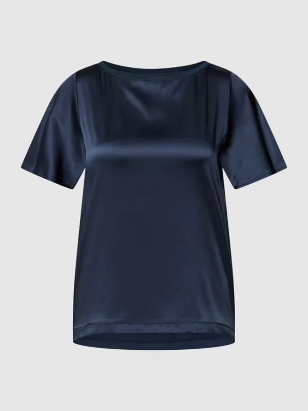 S.Oliver BLACK LABEL Blusenshirt Mit Geripptem Rundhalsausschnitt – Rauchblau 3
