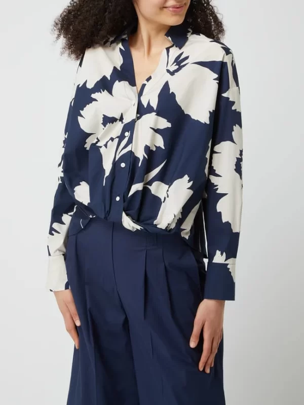 Luisa Cerano Bluse Mit Knotendetail – Marineblau 5
