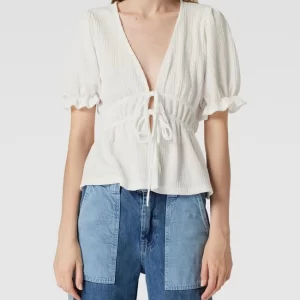 Gina Tricot Kurzarmbluse Mit Schnürung Modell ‘Daisy’ – Weiß 13
