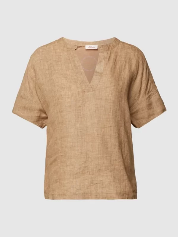 S.Oliver RED LABEL Blusenshirt Mit Seitenschlitzen – Hellbraun 3