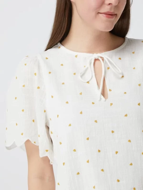 Atelier Reve Blusenshirt Mit Herzchen-Prints – Offwhite 4