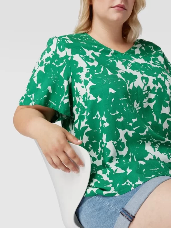 ONLY CARMAKOMA PLUS SIZE Blusenshirt Mit Floralem Muster – Hellgrün 4