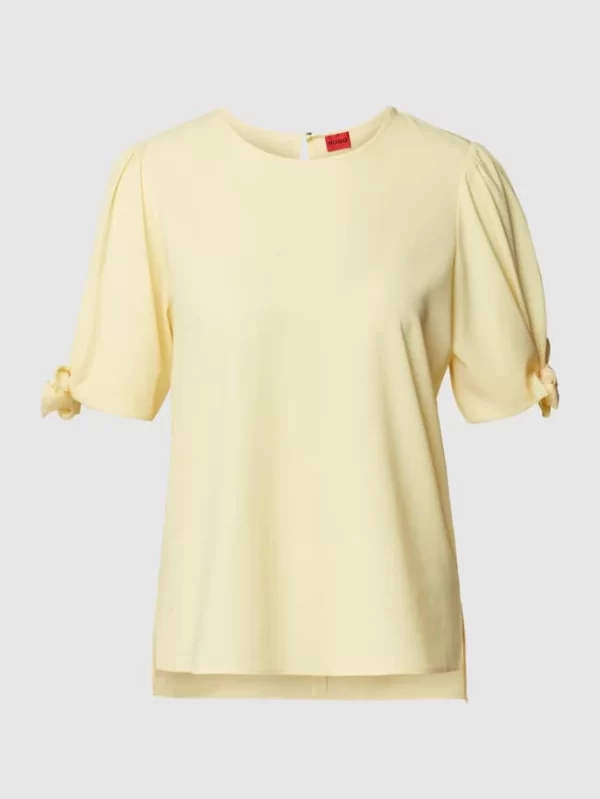 HUGO Blusenshirt Mit Rundhalsausschnitt Modell ‘Ciliras’ – Hellgelb 3