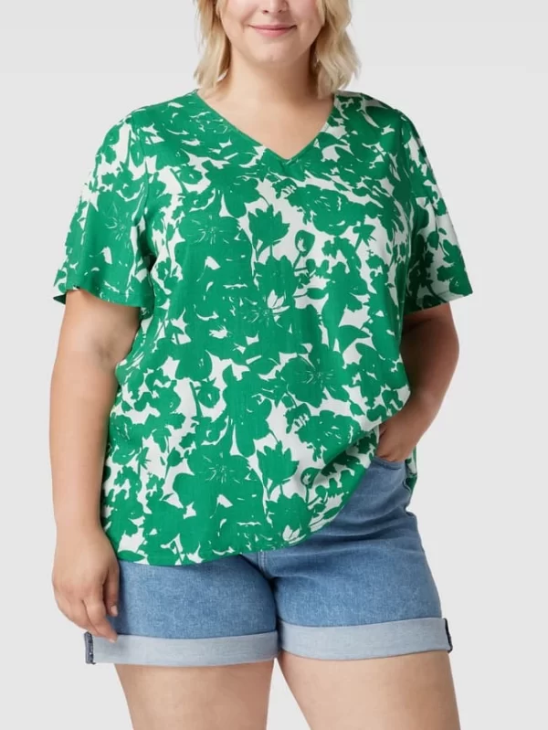 ONLY CARMAKOMA PLUS SIZE Blusenshirt Mit Floralem Muster – Hellgrün 5