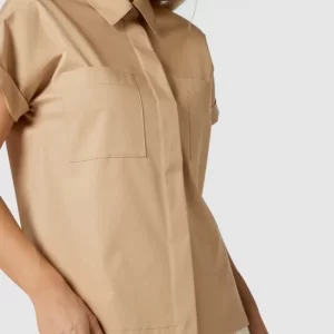 BOSS Kurzärmelige Bluse Mit Brusttaschen Modell ‘Baranda’ – Camel 11