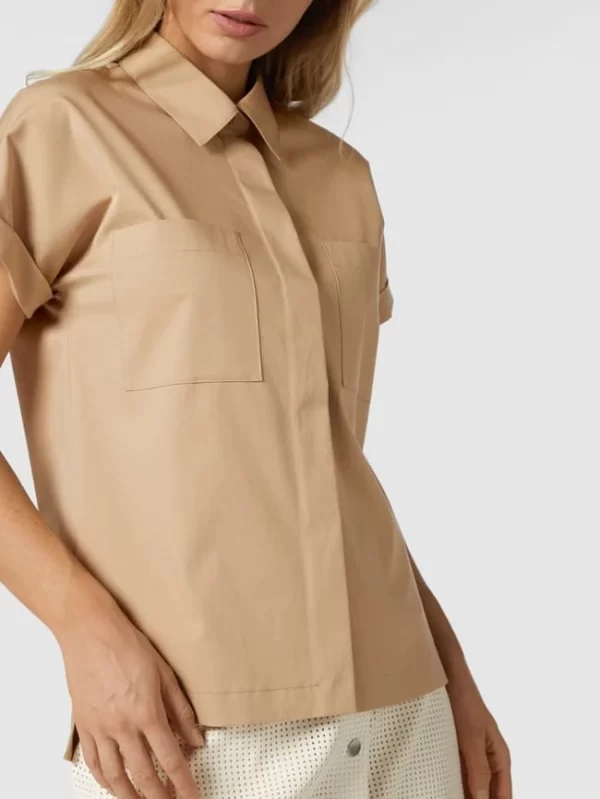 BOSS Kurzärmelige Bluse Mit Brusttaschen Modell ‘Baranda’ – Camel 4