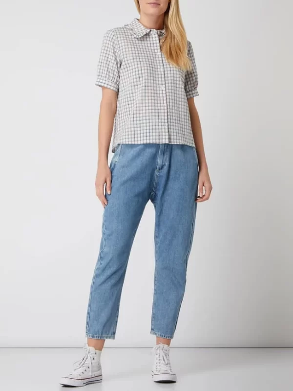 Jake*s Casual Bluse Mit Karomuster – Hellblau 1