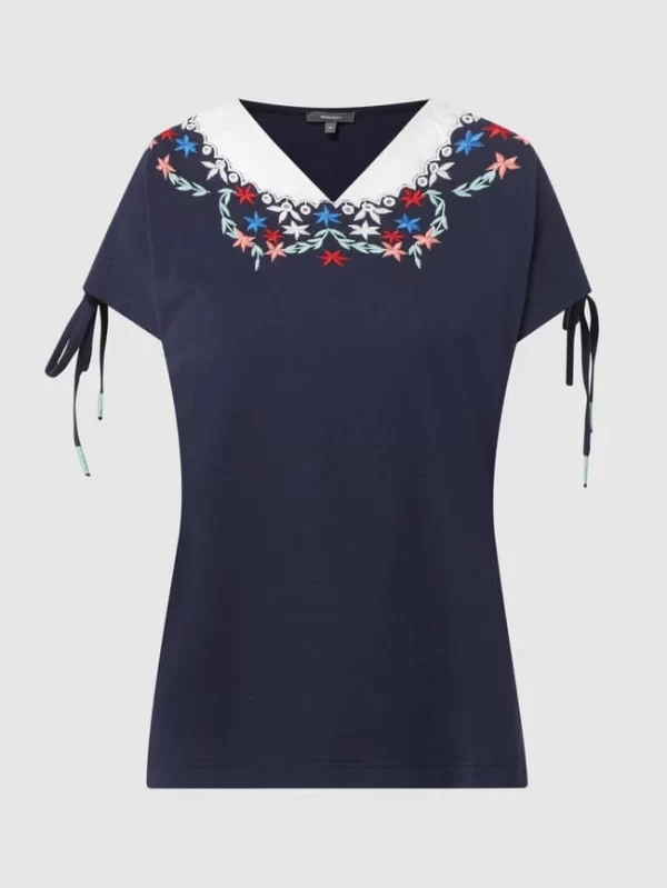 Montego Shirt Mit Floralen Stickereien – Dunkelblau 3