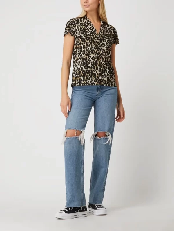 FREE/QUENT Blusenshirt Mit Leopardenmuster Modell ‘Yrsa’ – Schwarz 1