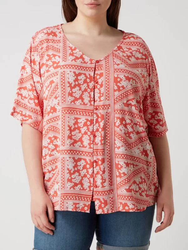 ONLY CARMAKOMA PLUS SIZE Bluse Mit Floralem Muster Modell ‘Super’ – Marineblau 5