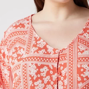 ONLY CARMAKOMA PLUS SIZE Bluse Mit Floralem Muster Modell ‘Super’ – Marineblau 12