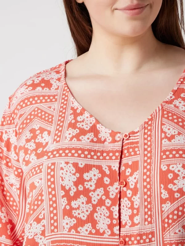 ONLY CARMAKOMA PLUS SIZE Bluse Mit Floralem Muster Modell ‘Super’ – Marineblau 4