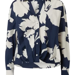 Luisa Cerano Bluse Mit Knotendetail – Marineblau 9