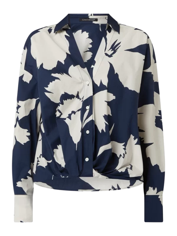 Luisa Cerano Bluse Mit Knotendetail – Marineblau 3