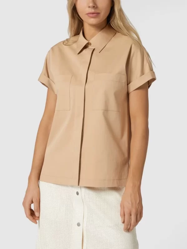 BOSS Kurzärmelige Bluse Mit Brusttaschen Modell ‘Baranda’ – Camel 5