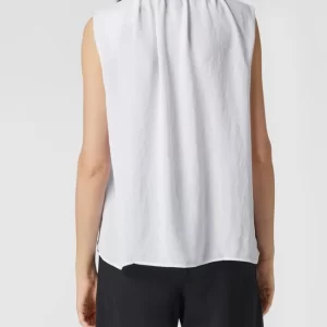 Marc Cain Ärmellose Bluse Mit Rüschenkragen – Weiß 15