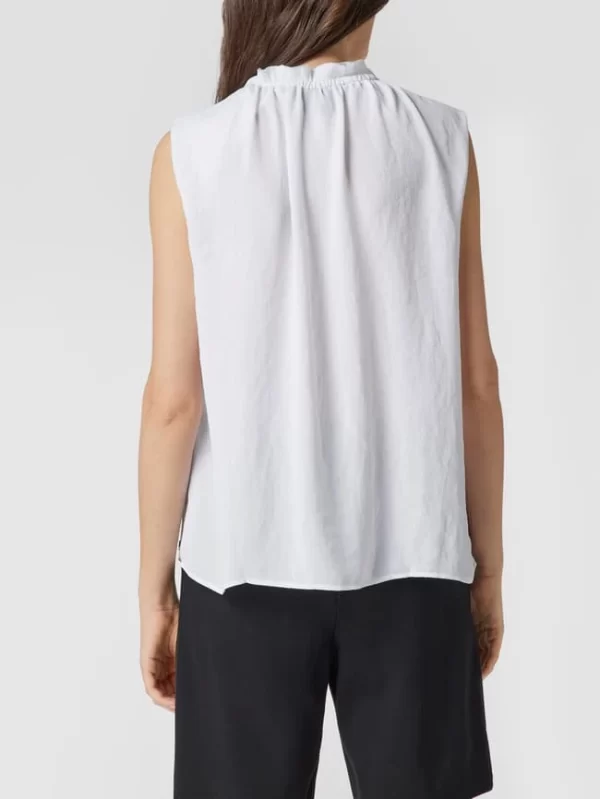 Marc Cain Ärmellose Bluse Mit Rüschenkragen – Weiß 6