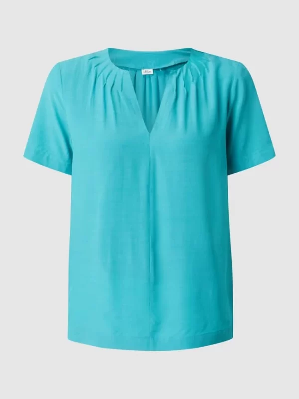 S.Oliver BLACK LABEL Blusenshirt Mit Biesen – Türkis 3