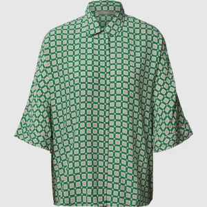 Jake*s Collection Kurzärmelige Bluse Aus Viskose Mit Allover-Muster – Gras Grün 9