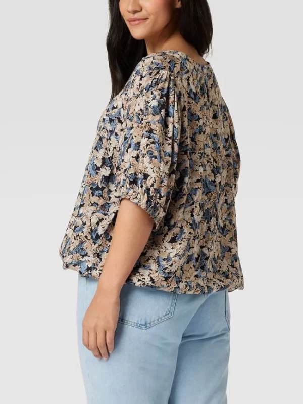 KAFFE Curve PLUS SIZE Bluse Mit Floralem Allover-Muster Modell ‘Betty’ – Royalblau 6