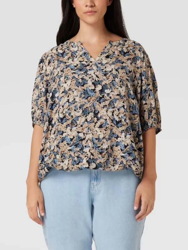 KAFFE Curve PLUS SIZE Bluse Mit Floralem Allover-Muster Modell ‘Betty’ – Royalblau 5