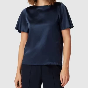 S.Oliver BLACK LABEL Blusenshirt Mit Geripptem Rundhalsausschnitt – Rauchblau 13