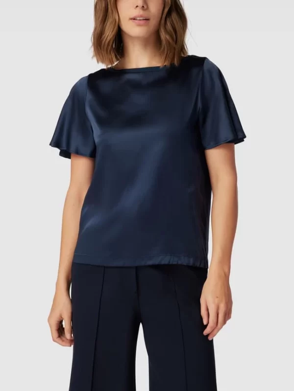 S.Oliver BLACK LABEL Blusenshirt Mit Geripptem Rundhalsausschnitt – Rauchblau 5