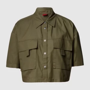 HUGO Kurzärmelige Bluse Mit Pattentaschen Modell ‘Enria’ – Khaki 9