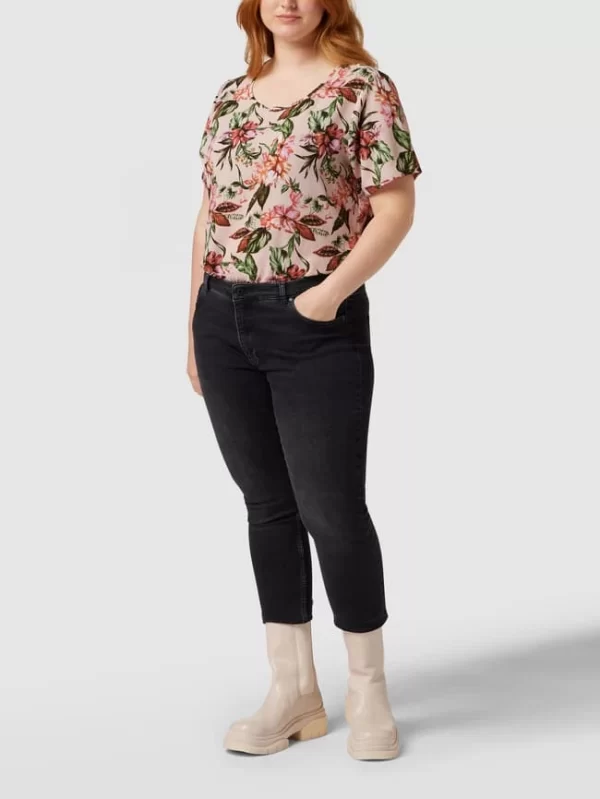 ONLY CARMAKOMA PLUS SIZE Blusenshirt Mit Floralem Allover-Strukturmuster – Rosa 1