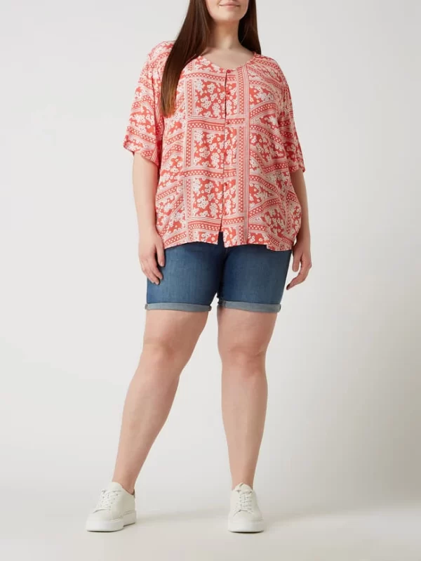 ONLY CARMAKOMA PLUS SIZE Bluse Mit Floralem Muster Modell ‘Super’ – Marineblau 1