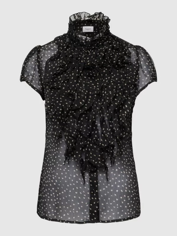 Saint Tropez Bluse Mit Rüschenbesatz Modell ‘Lilya’ – Schwarz 3