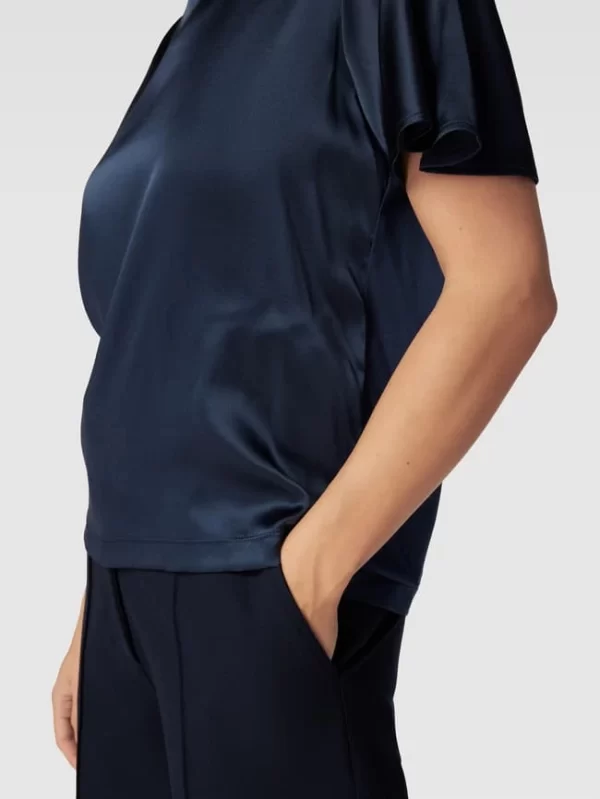 S.Oliver BLACK LABEL Blusenshirt Mit Geripptem Rundhalsausschnitt – Rauchblau 4