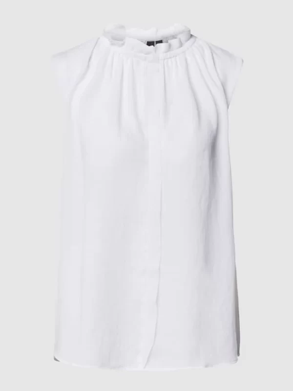 Marc Cain Ärmellose Bluse Mit Rüschenkragen – Weiß 3