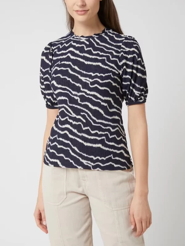 Tom Tailor Denim Blusenshirt Mit Allover-Muster – Dunkelblau 5