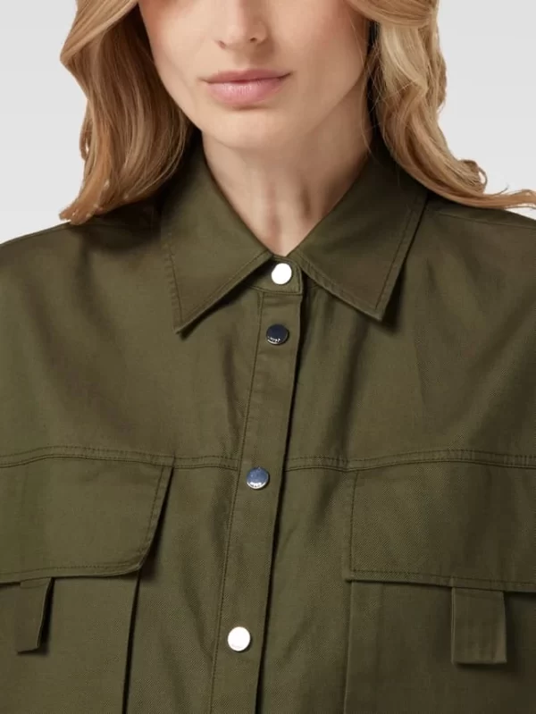 HUGO Kurzärmelige Bluse Mit Pattentaschen Modell ‘Enria’ – Khaki 4