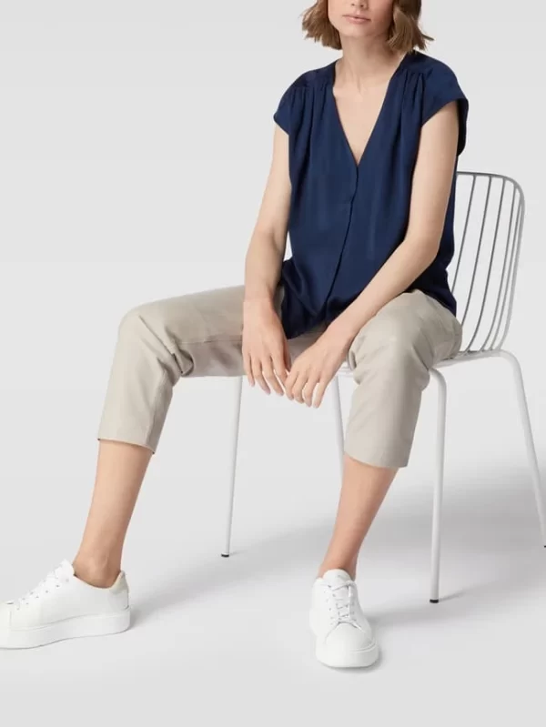 Comma Bluse Mit V-Ausschnitt – Dunkelblau 1