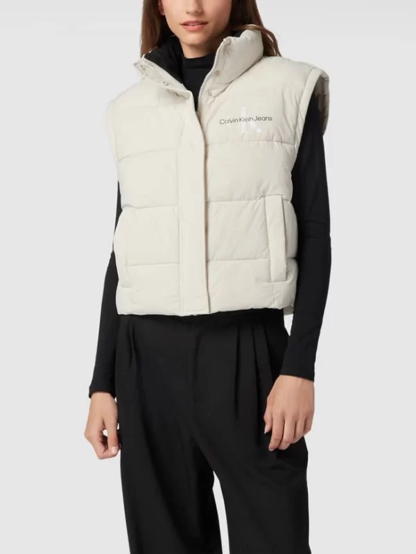 Calvin Klein Jeans Steppweste Mit Stehkragen – Offwhite 5
