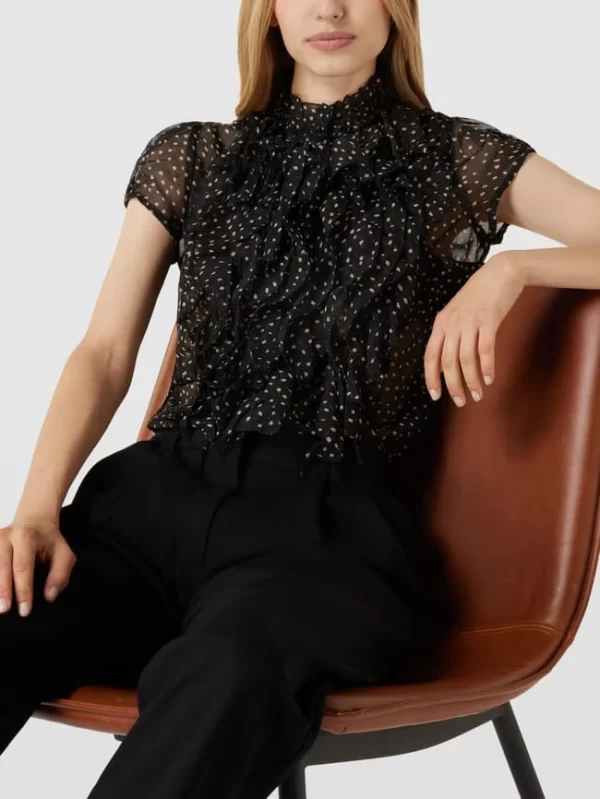 Saint Tropez Bluse Mit Rüschenbesatz Modell ‘Lilya’ – Schwarz 4