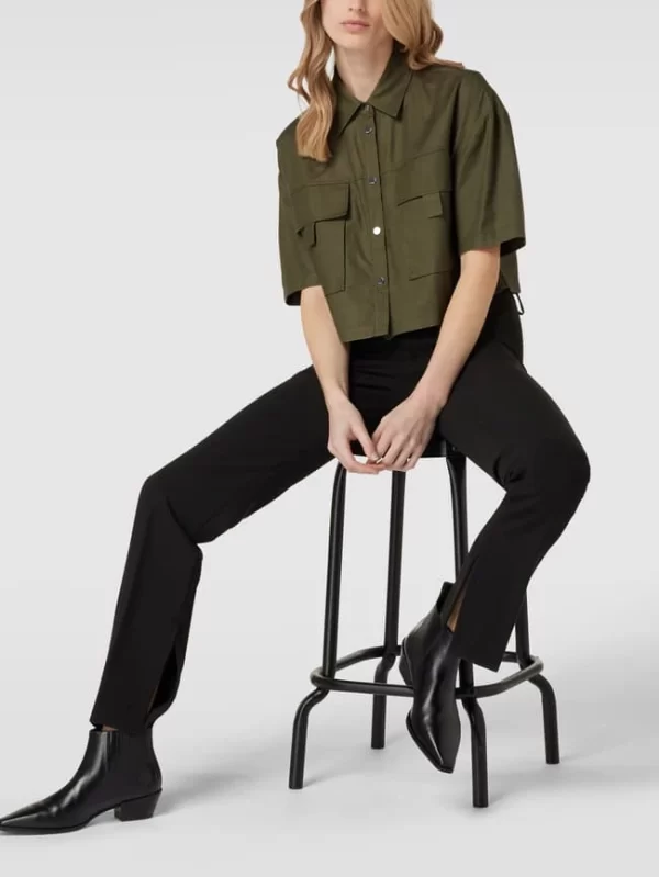 HUGO Kurzärmelige Bluse Mit Pattentaschen Modell ‘Enria’ – Khaki 1