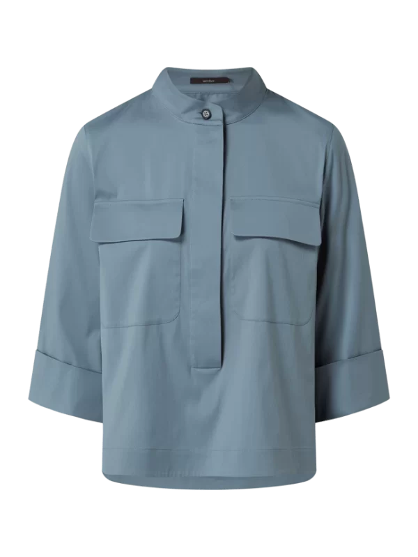 Windsor Bluse Mit 3/4-Arm – Ozean Blau 3