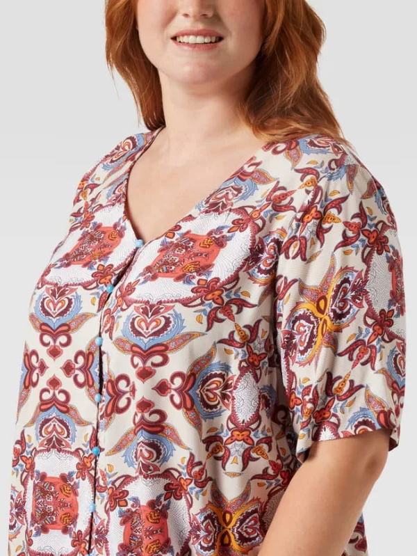 ONLY CARMAKOMA PLUS SIZE Bluse Mit Grafischem Muster – Mittelbraun 4