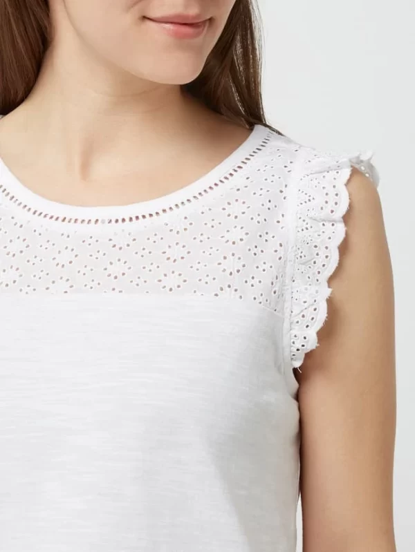 Jake*s Casual Blusentop Mit Lochstickereien – Weiß 4